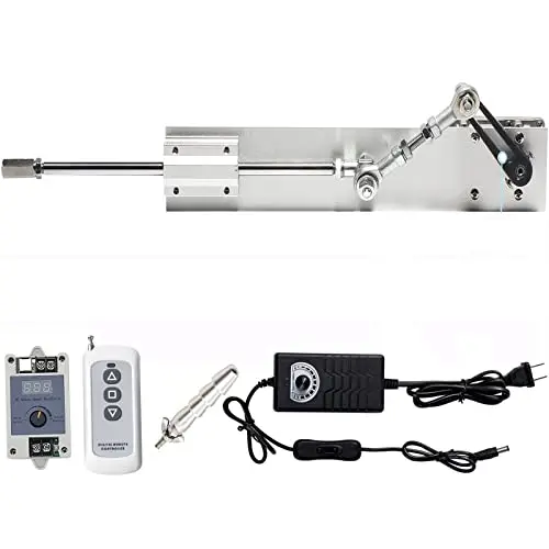 JQDML Reciprocating Linear Actuator 24V Adjustable Stroke 30-80mm 1.18-3.15 inch 120rpm Variable Speed with Remote Control, DC Power Adapter and End Connector