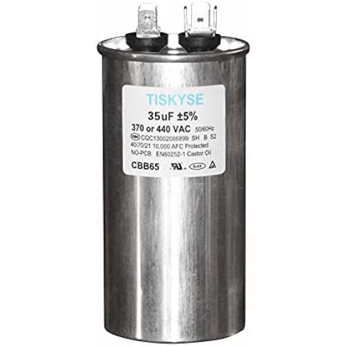 TISKYSE 35 uf 370V 440V AC CBB65 Motor and Fan Starting Round Capacitor 35 MFD 10000AFC