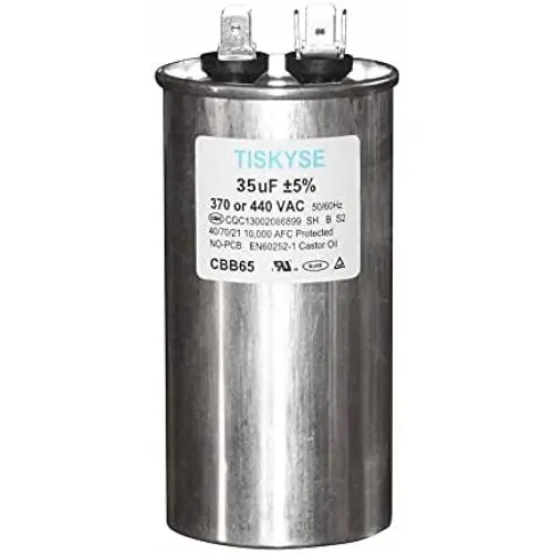 TISKYSE 35 uf 370V 440V AC CBB65 Motor and Fan Starting Round Capacitor 35 MFD 10000AFC