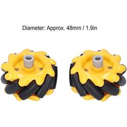 Mecanum Wheel, Smart Robot Car Parts, Robot Wheel Accessories OmniDirectional Wheel, DIY Toy Components, 48mm ABS Rubber((2 Pairs))