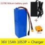 WOGQX Battery Pack 36V 15Ah Electric Bike Lithium Ion Battery Pack Waterproof with BMS and Charger Electric Bike Electric Scooter Battery for 250W 350W 500W Motor