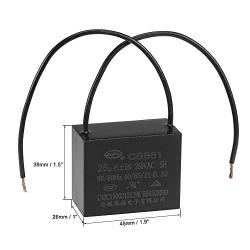 uxcell Ceiling Fan Capacitor CBB61 25uF 250V AC 2 Wires Metallized Polypropylene Film Capacitor 48x38x26mm for Electric Fan Pump Motor Generator 2Pcs