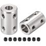 uxcell 6mm to 8mm Bore Rigid Coupling Set Screw L22XD14 Stainless Steel,Shaft Coupler Connector,Motor Accessories,2pcs