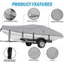 Rockvale Boat Cover, Heavy Duty 600D Trailerable Waterproof Boat Canvas, Universal Marine Grade Outboard Boat Shade for Bass Boat, Tri-Hull, V-Hull, Ski, Fishing Runabout Boat (17-19ft, Gray)