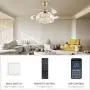 NOXARTE Chandelier Ceiling Fan Modern Dimmable Crystal Raindrop Ceiling Light Invisible Retractable Blades Fan for Bedroom Living Room Gold 36 Inch