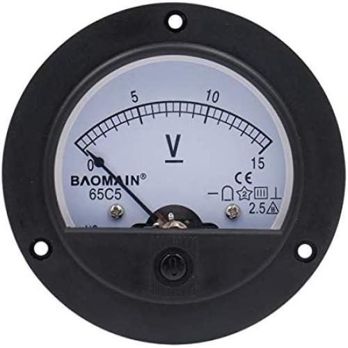 Baomain 65C5 Analogue Panel Meter Volt Voltage Gauge Analog Voltmeter DC 0-15 V