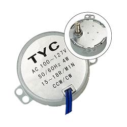 Synchronous Motor Synchron Electric Motor TYC-50 AC100~127V 50/60Hz Turntable Motor CW/CCW 4W with 7mm Shaft Dia for DIY, Cup Turner (15-18 RPM)