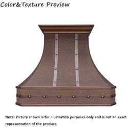 SINDA Light Hammered-Antique Copper Hand-Crafted Copper Kitchen Vent Hood, High-Quality Stainless Steel Hood Vent, 30