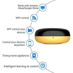 uniplay IR Blaster Universal Remote Control for TV,AC,DVD,Sound Bar,SAT,STB etc, Compatible with Alexa, Google Home and Cellphone APP Control, Harmony Hub for Smart Home (Yellow)