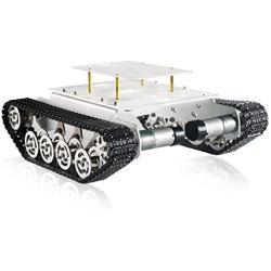 Professional Shock-absorbing Metal Robot Tank Chassis with DC Encoder Motor for Arduino/Raspberry Pie, Tracked Suspension Absorption Vehicle, Remote Control Track Crawler Damping Vibration Caterpillar