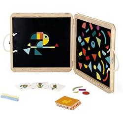 Janod - Magnetic Animal Case - Educational Early-Learning Toy - 2 Boards, 60 Magnets & 20 Models - 2 Sticks of Chalk Included - Motor Skills & Creativity - 3 Years + J02585