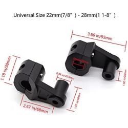 Kucehiup CNC Motorcycle Handlebar Risers 7/8 inch 22mm or 1 1/8 inch 28mm Universal Handle Bars Mount Clamp(Pure Black)