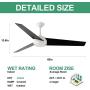 Homeybuff Ceiling Fan with Lights Remote Control, 60-Inch, DC Motor,6 Speed, Frosted Glass (3 Blades), Dimmable LED Light