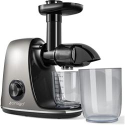 CIRAGO Juicer Machines, Slow Masticating Juicer Extractor Two Speed Adjustment, Easy to Clean, Quiet Motor, Cold Press Juicer for Vegetables and Fruits, BPA-Free (Grey)