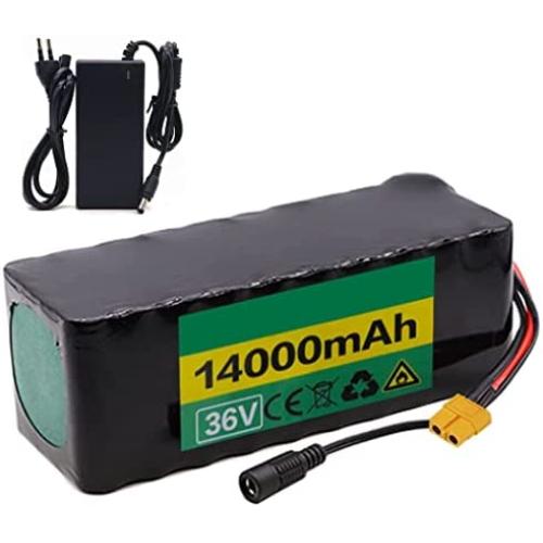 Wnicek 36V 14000mAh E-Bike Lithium Battery 14AH 10S 5P Rechargeable Battery Pack Fit for 200W 300W 350W 500W Motor with Charger and BMS