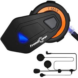 ILM Motorcycle Bluetooth Headset 6 Riders 1000M Helmet Communication Intercom System Hard Soft Cabel Mic Speakers with FM Radio for Motocross Motor Bike Skiing Model-T-MAX