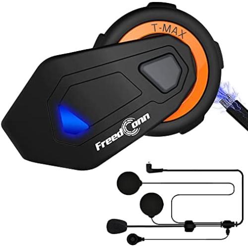 ILM Motorcycle Bluetooth Headset 6 Riders 1000M Helmet Communication Intercom System Hard Soft Cabel Mic Speakers with FM Radio for Motocross Motor Bike Skiing Model-T-MAX