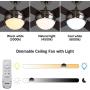 Ovlaim 48 Inch DC Motor Celing Fan Indoor with LED Light and Remote, 4 Wood Blades Ceiling Fan for Bedroom, Brown