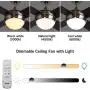 Ovlaim 48 Inch DC Motor Celing Fan Indoor with LED Light and Remote, 4 Wood Blades Ceiling Fan for Bedroom, Brown