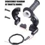 Throttle Handle+Right Brake Lever, Handle, Brake Cable, Throttle Cable Compatible with Mb165 Mb200 196cc 200cc 5.5hp 6.5hp Doodlebug Bike, XR80 XR100 CRF70 CRF80 CRF100 Pit Dirt Motor Bike Mini Bike