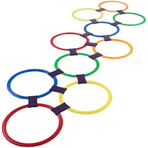 Hé! Joue! Jeu de Anneaux de Saut à Pied – 10 Anneaux en Plastique Colorés et 15 Connecteurs pour Jeu Intérieur ou Extérieur – Ensemble de Jeu Créatif pour Garçons et Filles Hé! Joue! Jeu de Anneaux de Saut à Pied – 10 Anneaux en Plastique Colorés et 15 Connecteurs pour Jeu Intérieur ou Extérieur – Ensemble de Jeu Créatif pour Garçons et Filles
