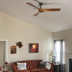 52 Inch Minimalist Style DC Motor Ceiling Fan, Reversible Motor and 3 Walnut ABS Blades, ETL Listed Indoor Ceiling Fans for Kitchen Bedroom Living Room, 6-Speed Remote Control