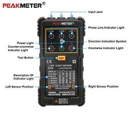 PEAKMETER PM5900 3 Motor Rotation Indicator Meter Sequence Tester Rotary Field Indicator 3 Phase System Motor Testing Multimetro
