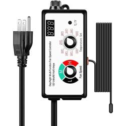 iPower Variable Vent Duct Inline Blower Fan Speed Adjuster with Temperature Controller for HVAC Ventilation System, Upgrade, 750W 6A