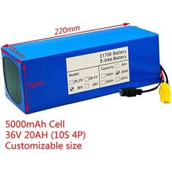 Wnicek 36V 20AH 10S 4P E-Bike Battery XT60 Plug Li-ion Battery Pack Rechargeable Lithium Battery for 750W 500W 350W 250W 200W Motor with Charger and BMS