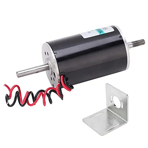 High‑Speed DC Motor, 80W 24V CW/CCW Permanent Magnet DC Motor Double Output Shaft Speed Regulation Motor(with Bracket)