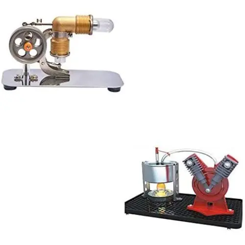 Sunnytech Mini Hot Live Steam Engine Model Education Toy V-Type-HA001