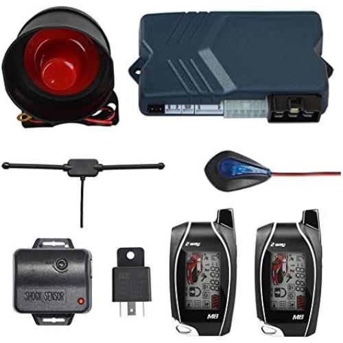 BANVIE 2 Way Car Alarm System with Remote Engine Start Starter
