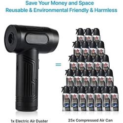 Air Duster, Portable Air Blower Cordless for Computer with 50000 RPM Improved Motor Electric Compressed Air Duster for Keyboard Laptop PC Camera Cleaning, Rechargeable