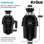 Kraus KWD100-100MBL WasteGuard 1 HP Continuous Feed Garbage Disposal with Ultra-Quiet Motor for Kitchen Sinks with Power Cord and Flange Included, 16 1/2 inch, Black