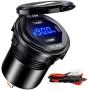 BATIGE Dual PD 45W USB C Charger Socket Fast Charge Dual PD USB C Port Waterproof with Switch LED Voltmeter and Wire Fuse DIY Kit for 12V/24V Car Boat Marine ATV Bus Truck RV Motorcycle