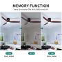 YITAHOME 52 Inch Low Profile Ceiling Fan with Light and Remote, Flush Mount Fan Light with Quiet DC Motor, 3 Colors Light Changing, 6 Speed, Reversible Airflow for Outdoor/Indoor - Black & Walnut