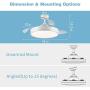 Retractable Ceiling Fan, Newday 42 inch Bladeless Ceiling Fan with Light and Remote Control, Modern Ceiling Fan with Retractable Blades, Quiet Motor, Timer, Ceiling Fans for Bedroom, Kitchen (White)