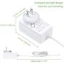 Rollerhouses 24V 1A 24W White Plug-in Transformer DC Wall Charger Adapter/Power Supply Adapter w/5 Ft Cable, AC 100-240V to DC 24V Power Converter White
