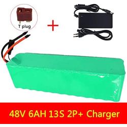 Wnicek 48V 6000mAh Ebike Lithium-ion Battery 13S 2P 6AH Battery Pack for 250W 350W 500W 750W 1000W Motor for Electric Scooter Electric Motorcycles Electric Tricycles with Charger