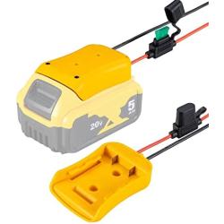 Power Wheel Adapter for Dewalt 20V Battery with Fuse & Wire terminals，Work with for Dewalt 20V DCB205 DCB206 DCB200 Lithium Battery；Power Connector for Rc Car, Robotics, Rc Truck,DIY use