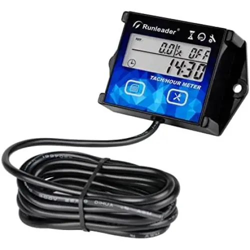 Runleader Digital LCD Tach/Hour Meter,Maintenance Reminder,Multiple Display with Backlight for Garden Tractor Wood Splitter Brush Cutter Generator Compressor ATV Paramotor Outboard Motor Motorbike. Runleader Digital LCD Tach/Hour Meter,Maintenance Reminder,Multiple Display with Backlight for Garden Tractor Wood Splitter Brush Cutter Generator Compressor ATV Paramotor Outboard Motor Motorbike.