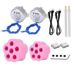 2PCS Synchronous Synchron Motor 50/60Hz AC 100~127V CCW/CW 4W with 7mm Flexible Coupling Connector and 6ft Power Cord Switch Plug for Hand-Made, School Project, Model (2.5-3R)
