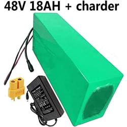 Jieoto E-Bike Li-ion Battery 48V 18AH Rechargeable Electric Bicycle Li-ion Battery Electric Bicycle Moped Battery with Charger, for 200W 350W 500W 800W 1000W Motor