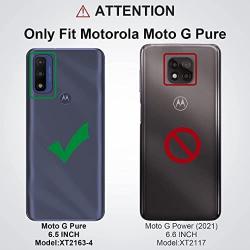 for Moto G Pure 2021 Case, Jeylly Moto G Pure Case with Screen Protector, Military Heavy Duty Drop Proof Protection Marble Pattern Soft TPU Defender Bumper Case Cover for Moto G Pure, Violet Purple