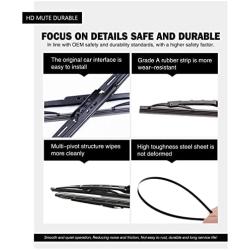 FAPIUO Windshield Wipers 22+22 Premium All-Season OEM Quality Automotive Replacement Full Metal Bracket Durable Wiper Blades + 1 Year Warranty (Set of 2)