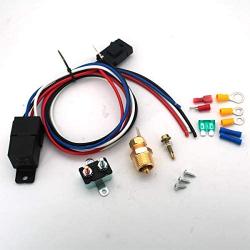 PeakCar 175-185 Degree Electric Cooling Fan Thermostat Kit Temp Sensor Thermostat Temperature Switch 40 50 60 AMP Relay Kit
