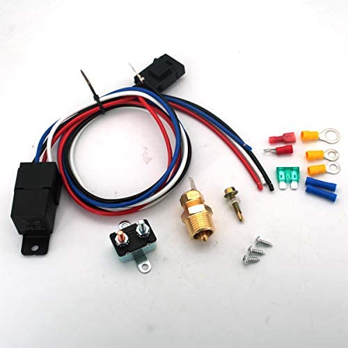PeakCar 175-185 Degree Electric Cooling Fan Thermostat Kit Temp Sensor Thermostat Temperature Switch 40 50 60 AMP Relay Kit