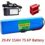 Jieoto 24V 15Ah 7S 6P Rechargeable Lithium Battery Pack 29.4V E-Bike Lithium-ion Battery Fit for 100W-500W Motor for Electric Scooters Airplane Model Power Tools with Charger