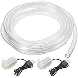 MECCANIXITY Mini Water Pump, DC 3V Micro Submersible Motor Horizontal Style with USB Connector Clear Vinyl Tubing for Garden Plant
