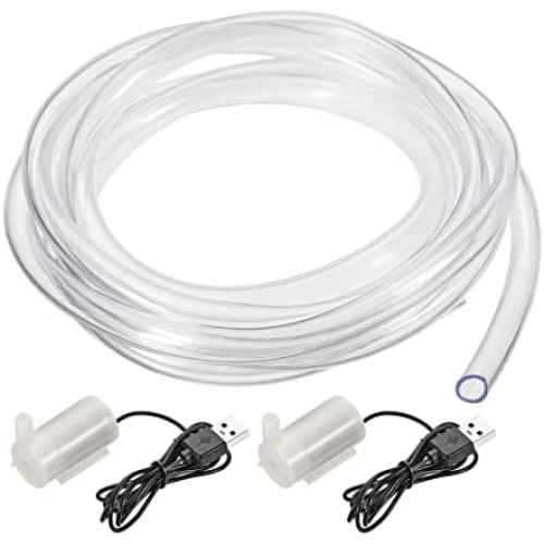 MECCANIXITY Mini Water Pump, DC 3V Micro Submersible Motor Horizontal Style with USB Connector Clear Vinyl Tubing for Garden Plant
